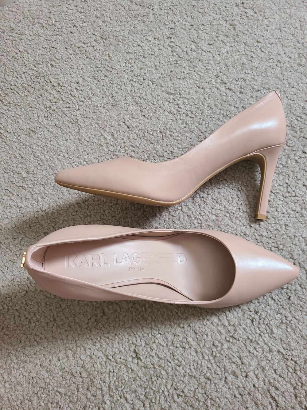 Karl Lagerfeld Tan Pointed-Toe Stiletto Pumps